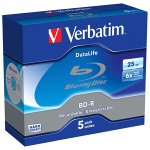verbatim data life bd r blu ray 25gb 6x speed 5 units